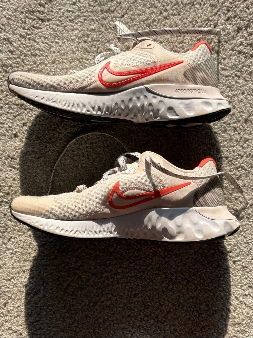 Nike Women's Cream Athletic Sneakers with Coral Accents